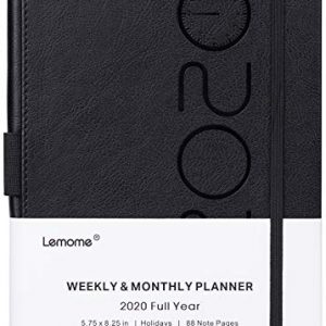2020 Planner – Weekly, Monthly and Year Planner with Pen Loop, to Achieve Your Goals & Improve Productivity, Thick Paper, Inner Pocket, 5.75\” x 8.25\”, Black